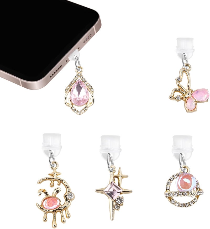 QPIXVB 5PCS Dust Plug Charm Type C,Book Lover Gifts for Women,Kindle Dust Plug Charm,Reader Gifts,Phone Charms,Kindle Colorsoft Accessories,Dust Plug Accessories for Women,Charging Port Cover for Phone - Image 1
